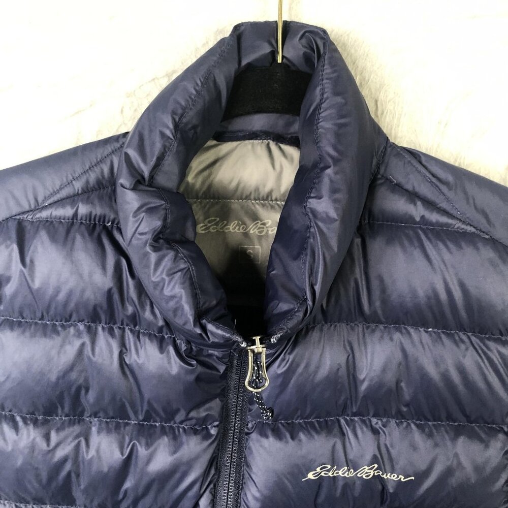 Eddie Bauer Vest Mens Small Navy Blue Down Puffer Full Zip Quilted Lightweight - Picture 5 of 16